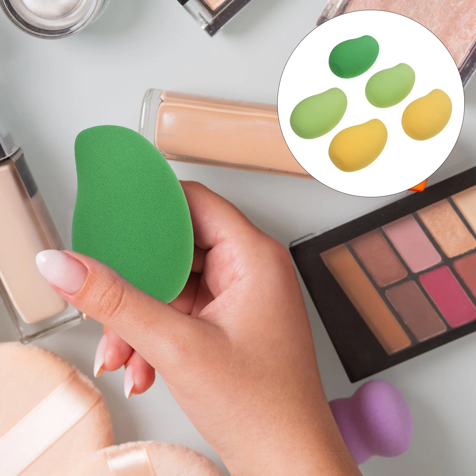 5 pcs Mango Shape Makeup Strong Grasping Power For Foundation Blusher Powder Practical Tools Loose Powder