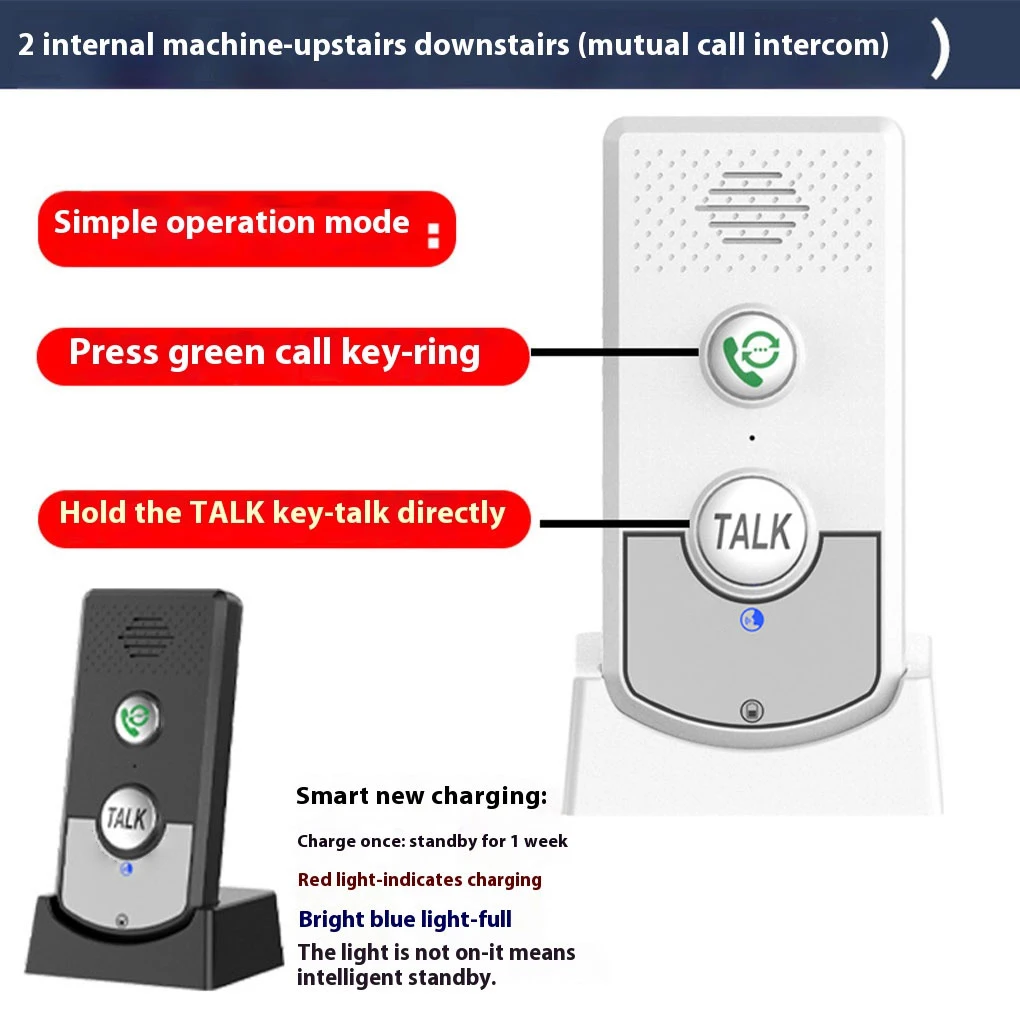 2 Way Voice Intercom Super Long Range Wireless Intercomunicador Waterproof Intercom Electronic Doorbell Home Elderly Caller