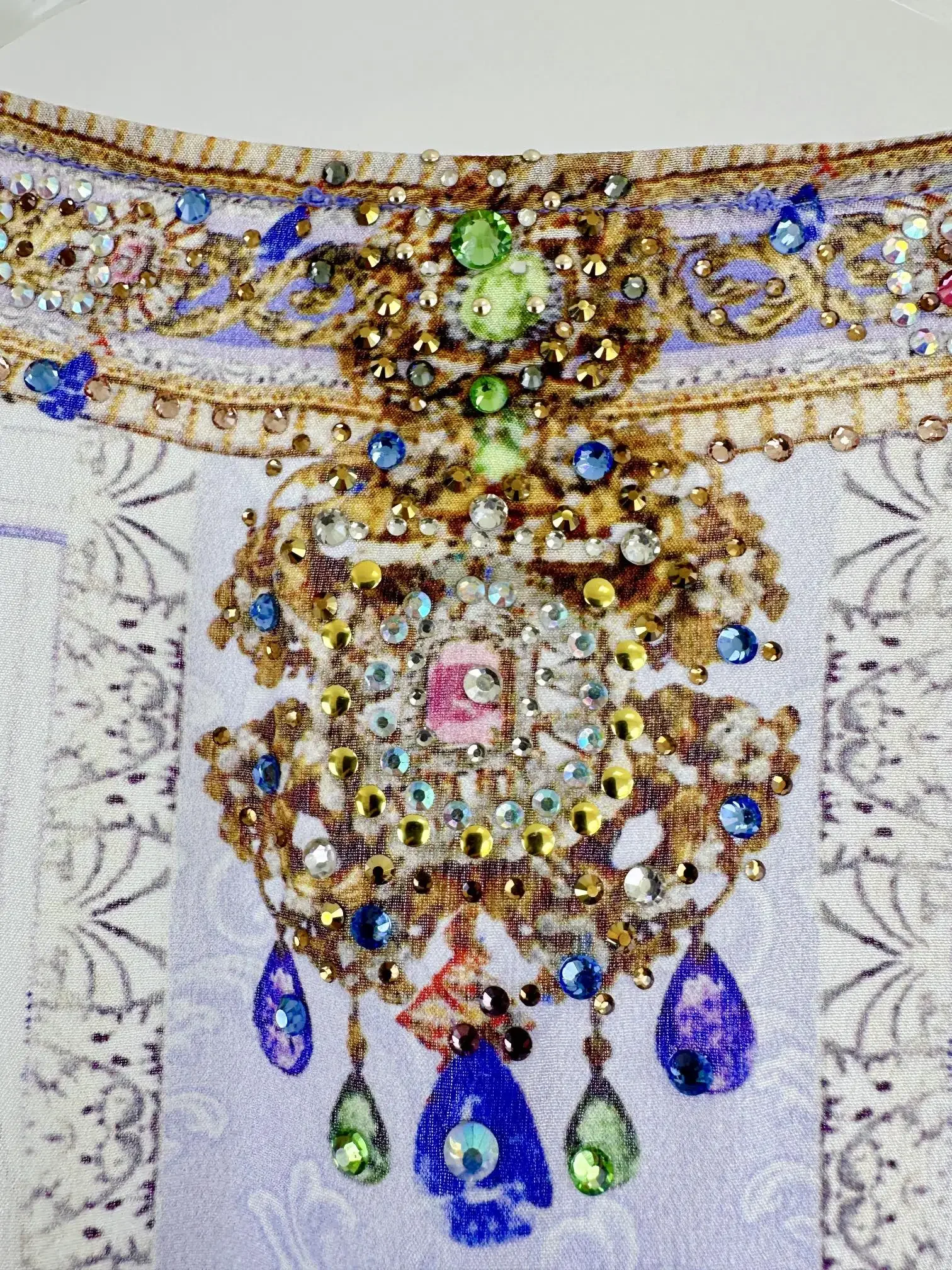 Senhoras azul impressão 100% seda maxi vestido de cristal frisado com decote em v manga longa cintura alta babados em camadas férias feminino robe