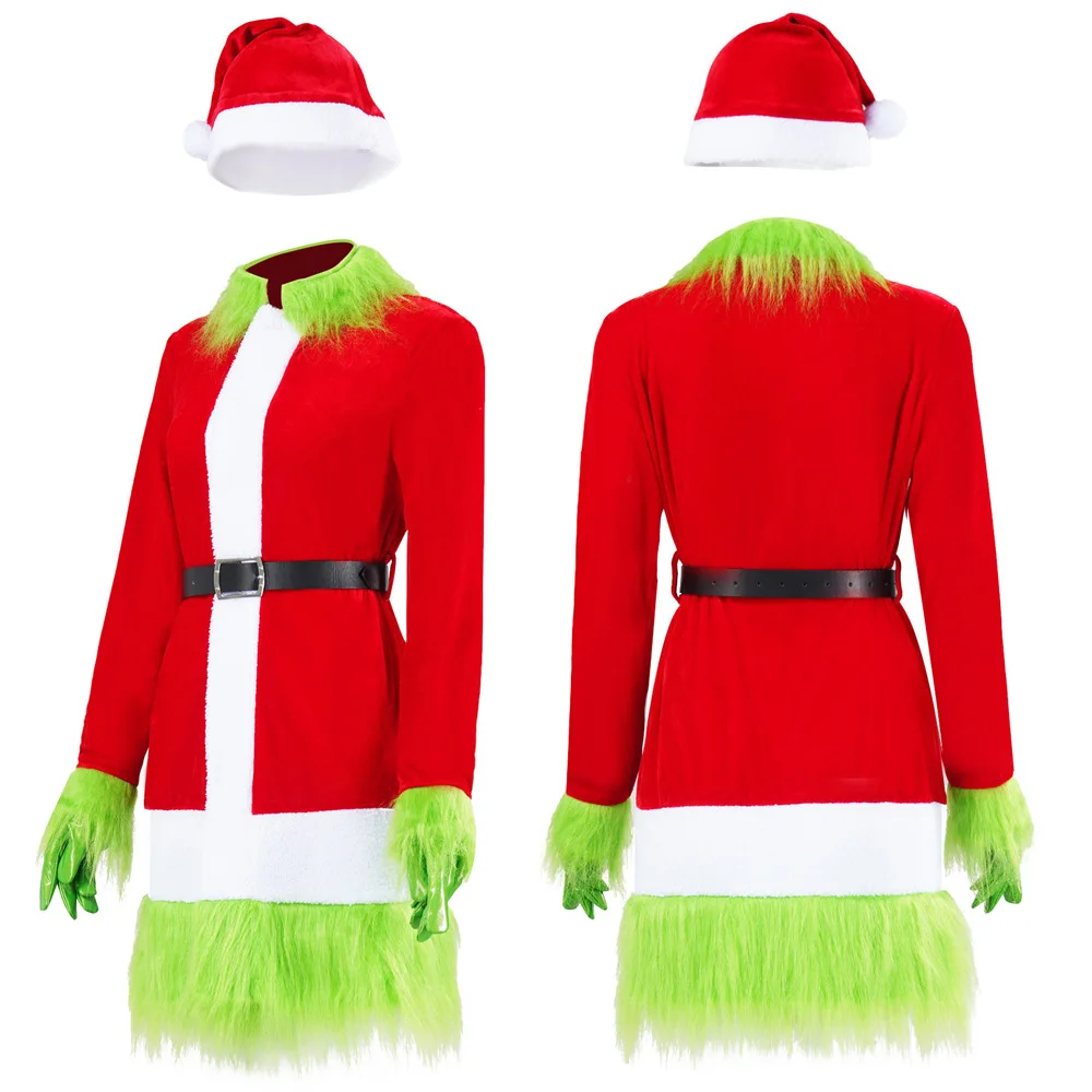 

Christmas Spot Green Hair Monster Grinch Cosplay Costume Santa Suit Party Party Costume