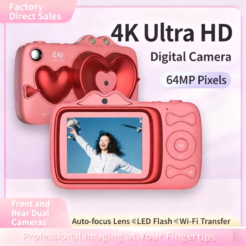 新型プロ家庭用4kデジタルカメラ-64mp-前後デュアルカメラ搭載-18倍デジタルズーム-vlog撮影＆写真撮影用