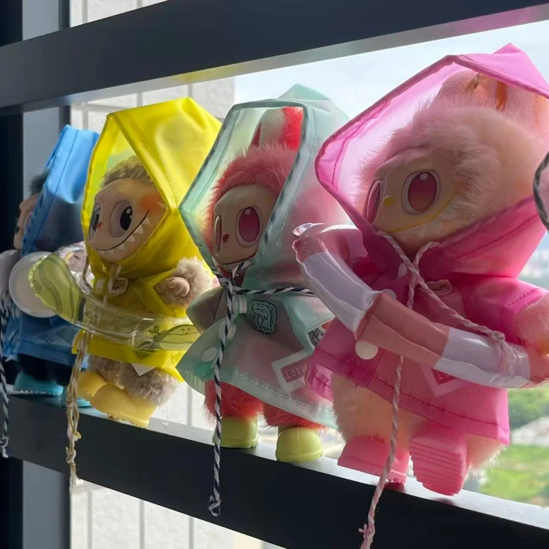 

For 15 17 cm Labubu Doll Raincoat Waterproof Colorful Shoes Clothes Cute Set Clothing Accessories Sitting Party Game Toys Gifts