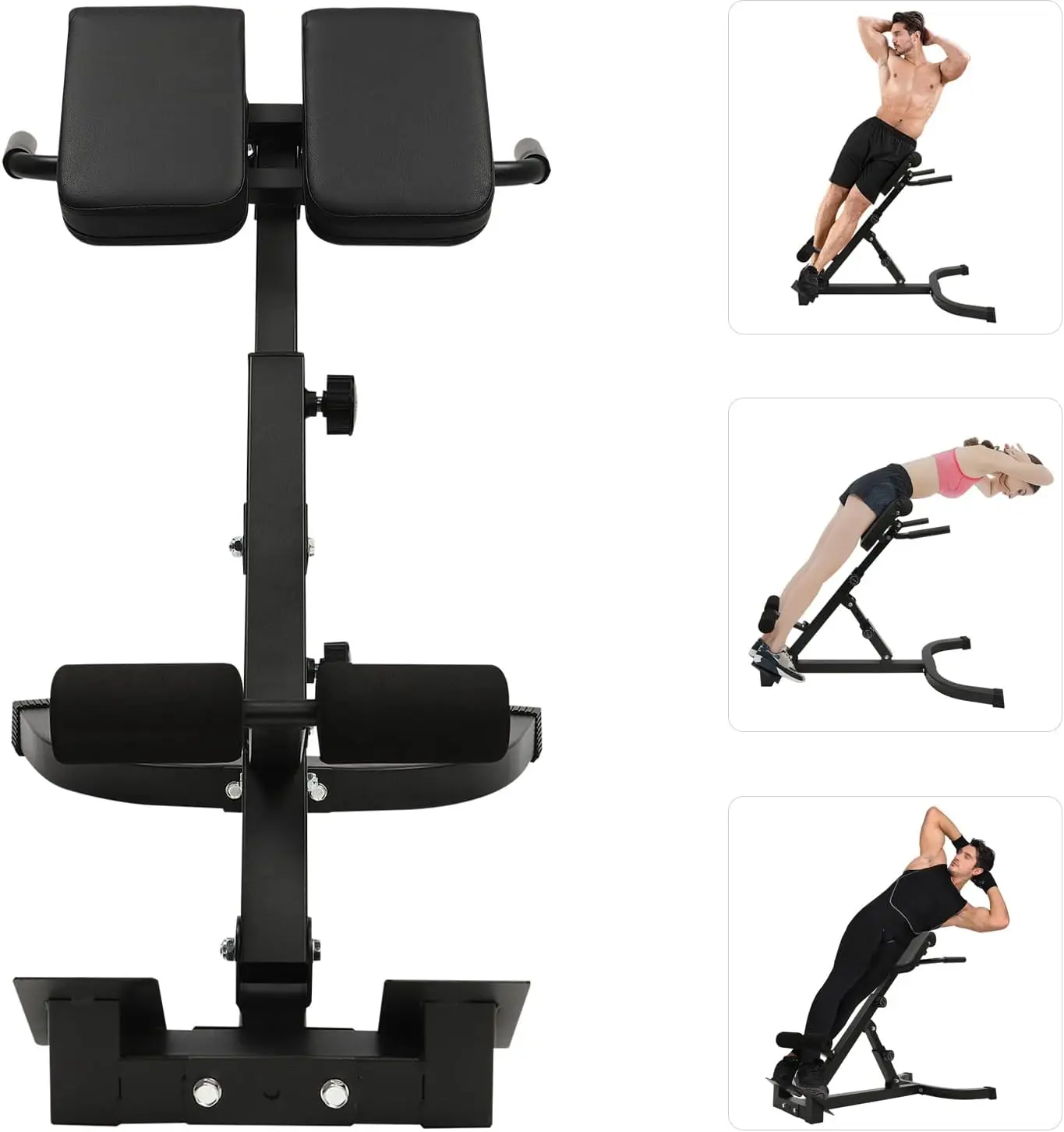 

Foldable Roman Chair Hyperextension Bench - Adjustable Back Extension Machine for Home Gym - 3 Levels of Height & Angle