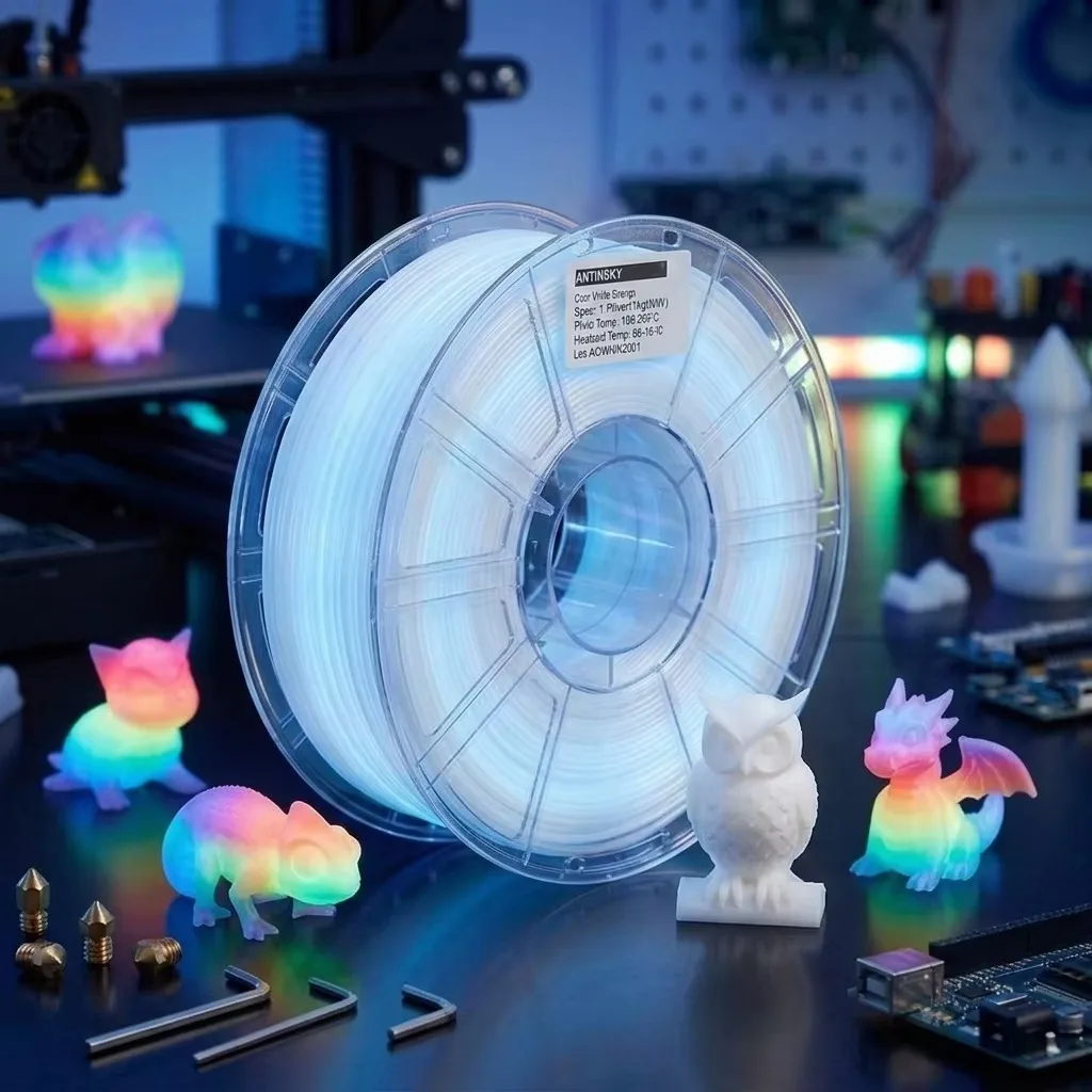 Antinsky PTG-Glow in The Dark 1.75mm 3D Filament Tough Flexible Luminous PETG Material and High Precision Diameter ±0.02mm
