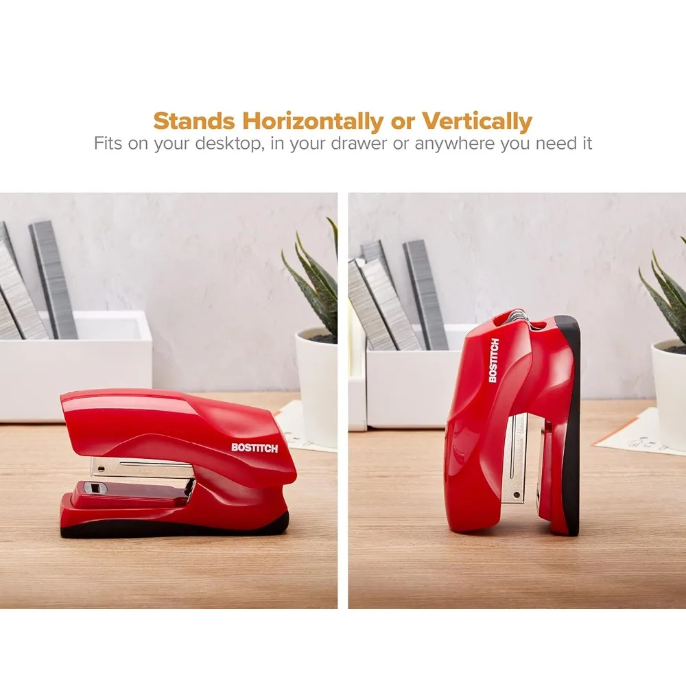 ヘビーデューティー 40 シート ステープラー、1250 ステープルとリムーバー付き、詰まりなしのデスクトップツール、オフィスや学校での使用に最適、レッド