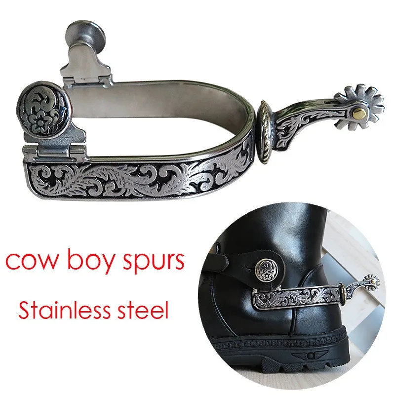 2x Horse Spurs Horse Riding Spurs Antique Style Stainless Steel Western Cowboy Spurs Horse Boot Spurs for Adults Competition