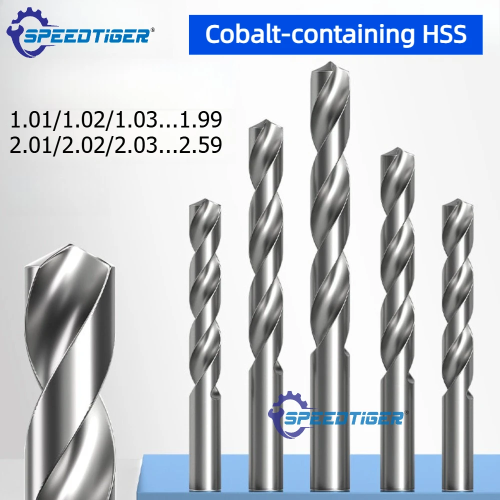 

M2 Cobalt HSS Twist Drill Fully Ground Straight Shank Bit Steel Drilling High Precision 1.01/1.02/1.03/1.04-2.57/2.58/2.59mm Dia