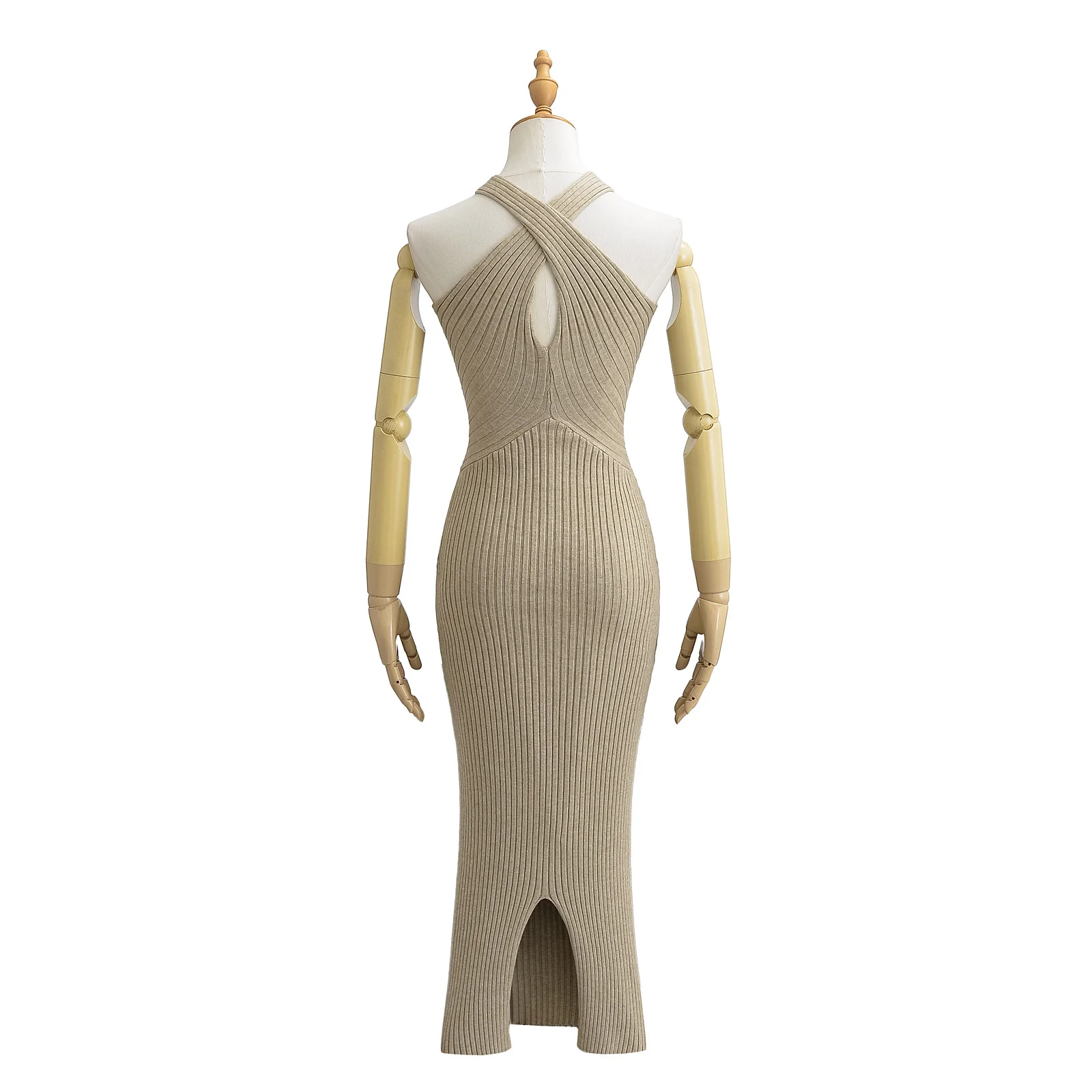 

Sexy Pure Desire Hot Girl Cross Hanging Ne Hollow out Svel Knitted Wrap Body Long Dr Women Tight Slimming Dr