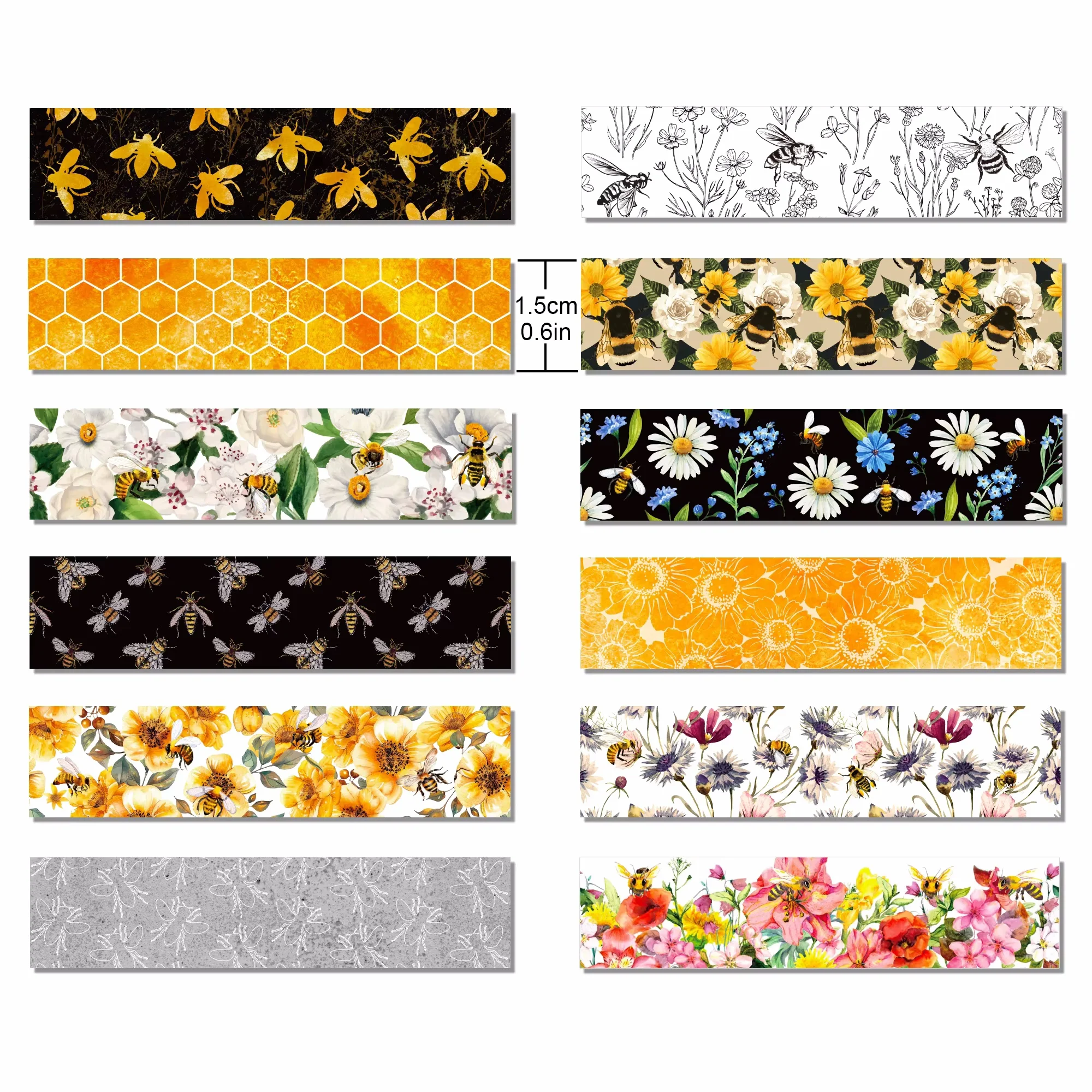 12 Rolls Flower Daisy Bee Masking Tape DIY Handbook Material Sticker Washi Tape Scrapbooking Birthday Gift Supplies