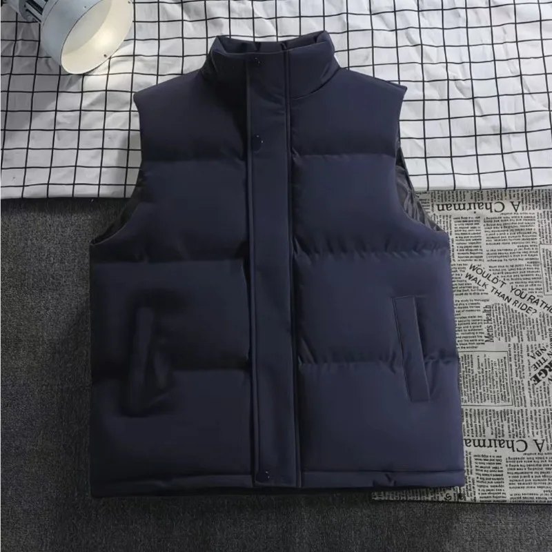 

Men's Autumn Heavy Duty Cotton Vest Sleeveless Standing Collar Loose Waistcoat Thermal Insulated Layer for Outdoor Activities​