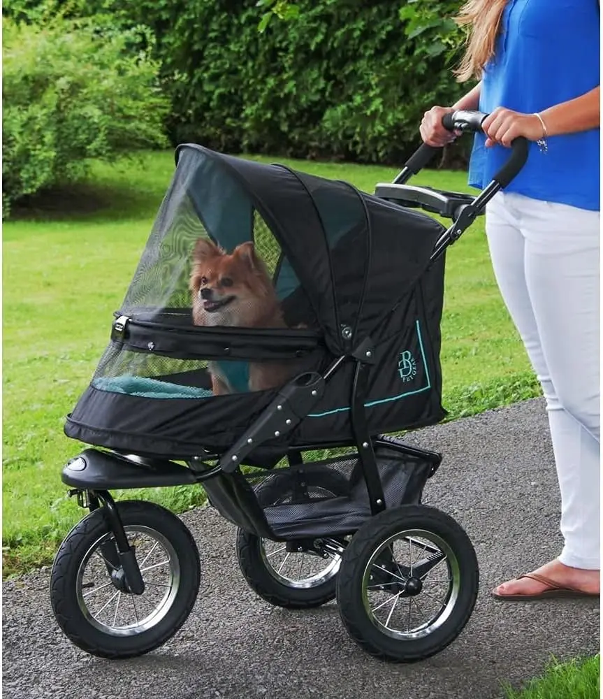 

Pet Stroller for Cats/Dogs, Zipperless Entry, Easy One-Hand Fold, Gel-Filled Tires, Plush Pad + Weather Cover Included