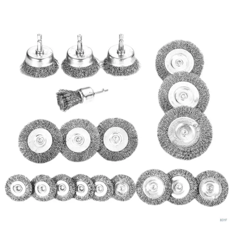 

19Pcs Wire Brush for Drill Set Abrasive Wire Wheel for 1/4inch Hex Shank Wire Cup Brush for Drill Coarse Crimped Steel