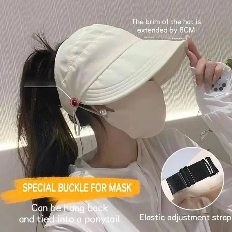 Outdoor UV Protection Hollow Top Sun Hat Topi Sunhat Women’s Adjustable Ponytail Sun Peaked Cap