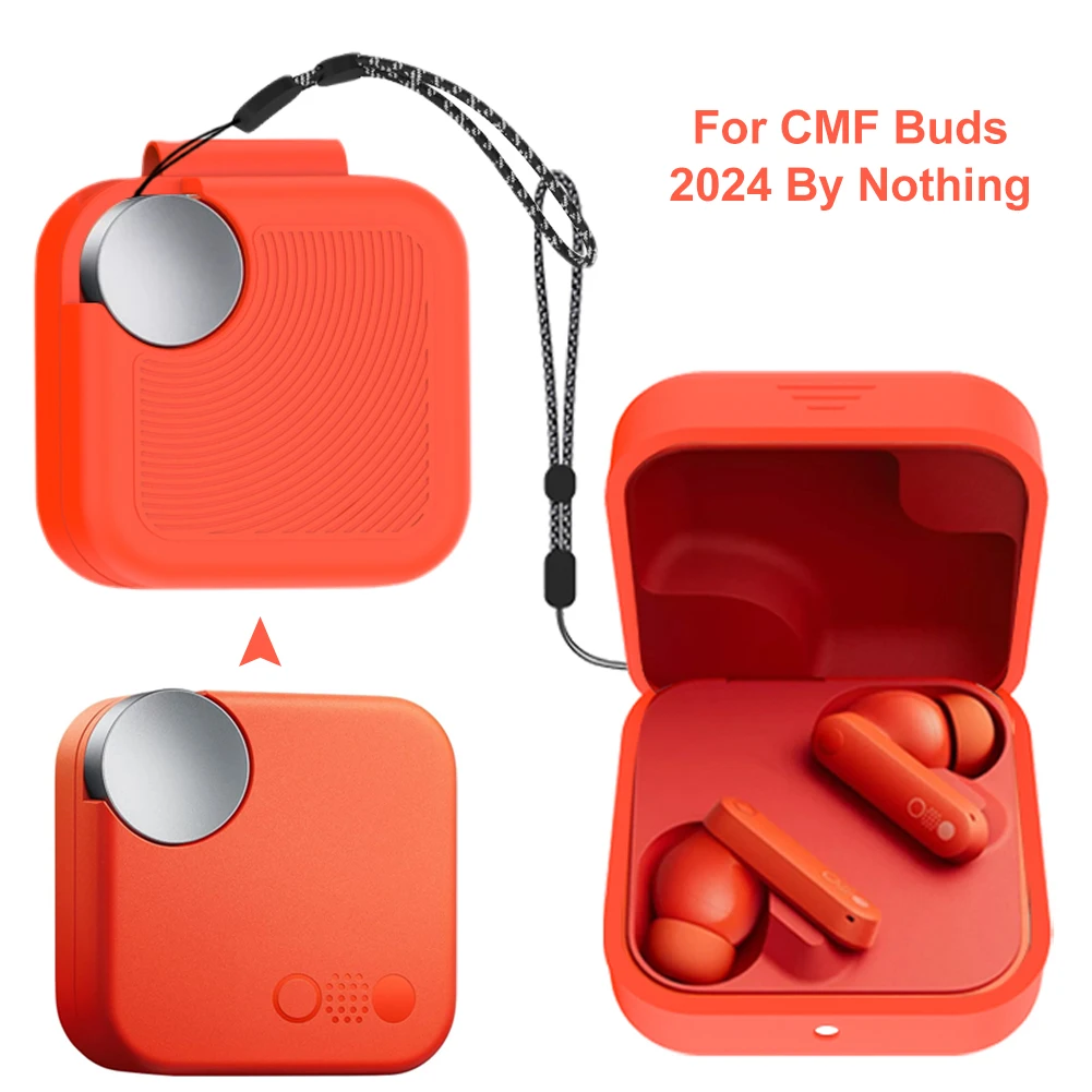 Silicone Protective Case Anti-Scratch with Lanyard Protective Cover Full-Body Protective Shell for CMF Buds Wireless BT Earbuds