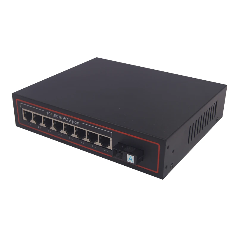 CCTV 8 Port 10/100 Mb/s i 1 port 100 Mb/s przełącznik optyczny światłowodowy do kamery IP