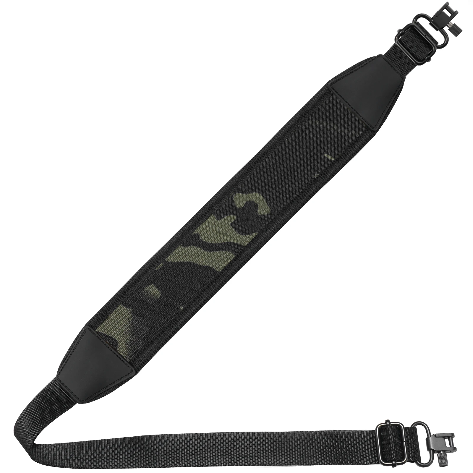 2点式ライフルスリング、幅広ネオプレンパッド入り、金属スイベル付き、サムループ、長さ調節可能、ライフルにフィット、アウトドアハンティング用