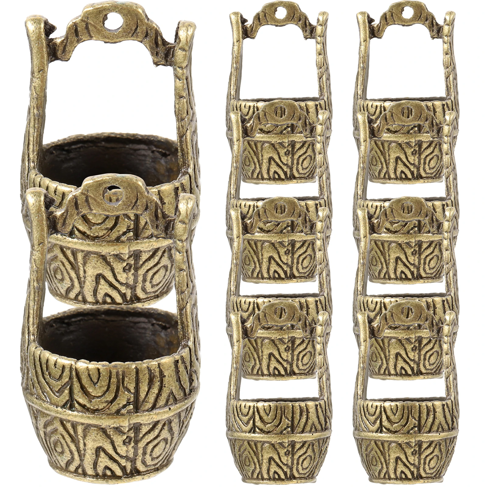 

10pcs Alloy Brass Keychain Pendant Diy Bucket Shape Keyring Charm Vintage Style Accessories For Bracelet Key Decoration