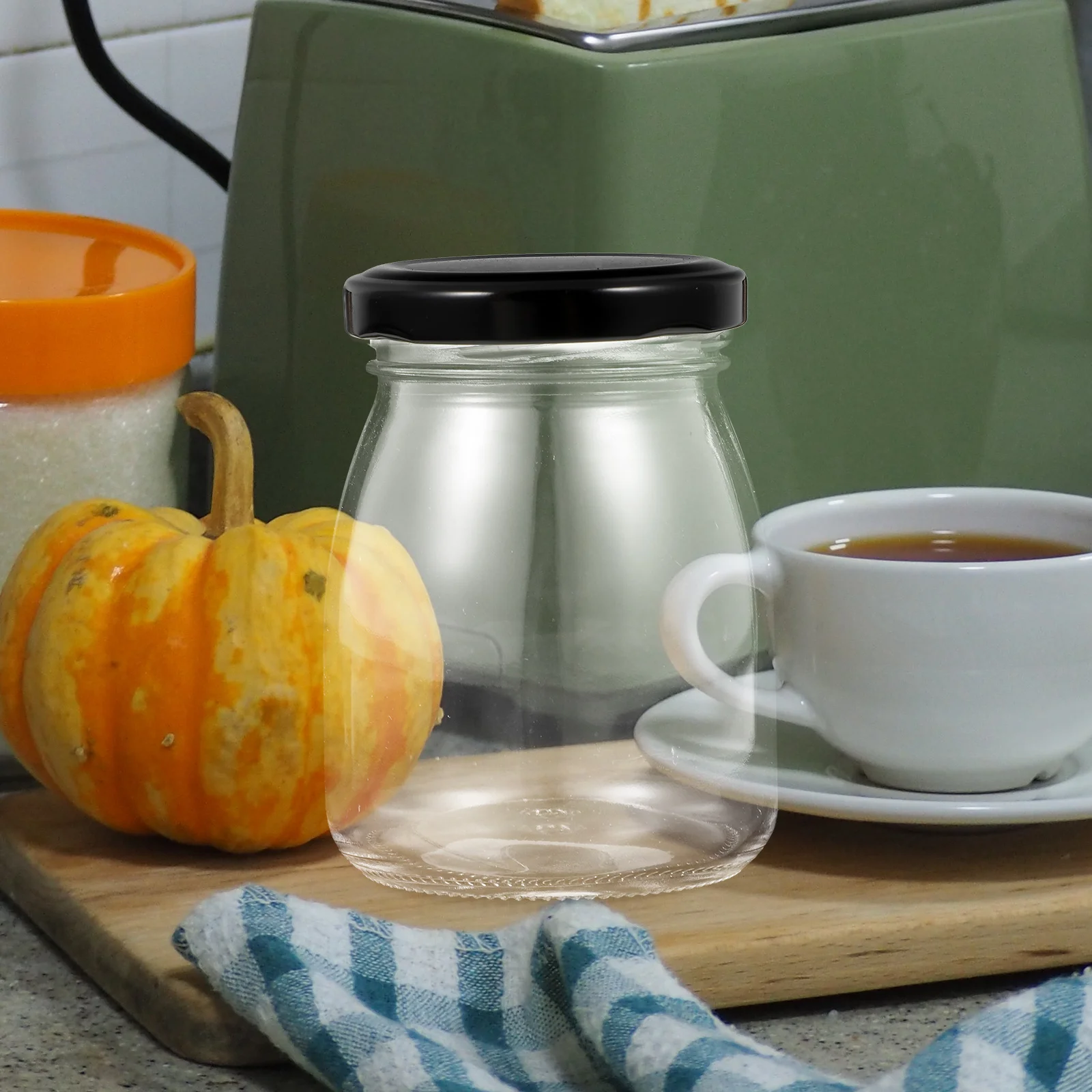 

10Pcs Glass Candy Storage Jars Metal Lid Airtight Kitchen Sugar Grain Storage Canisters Glass Candy Bottle Pudding Bottle