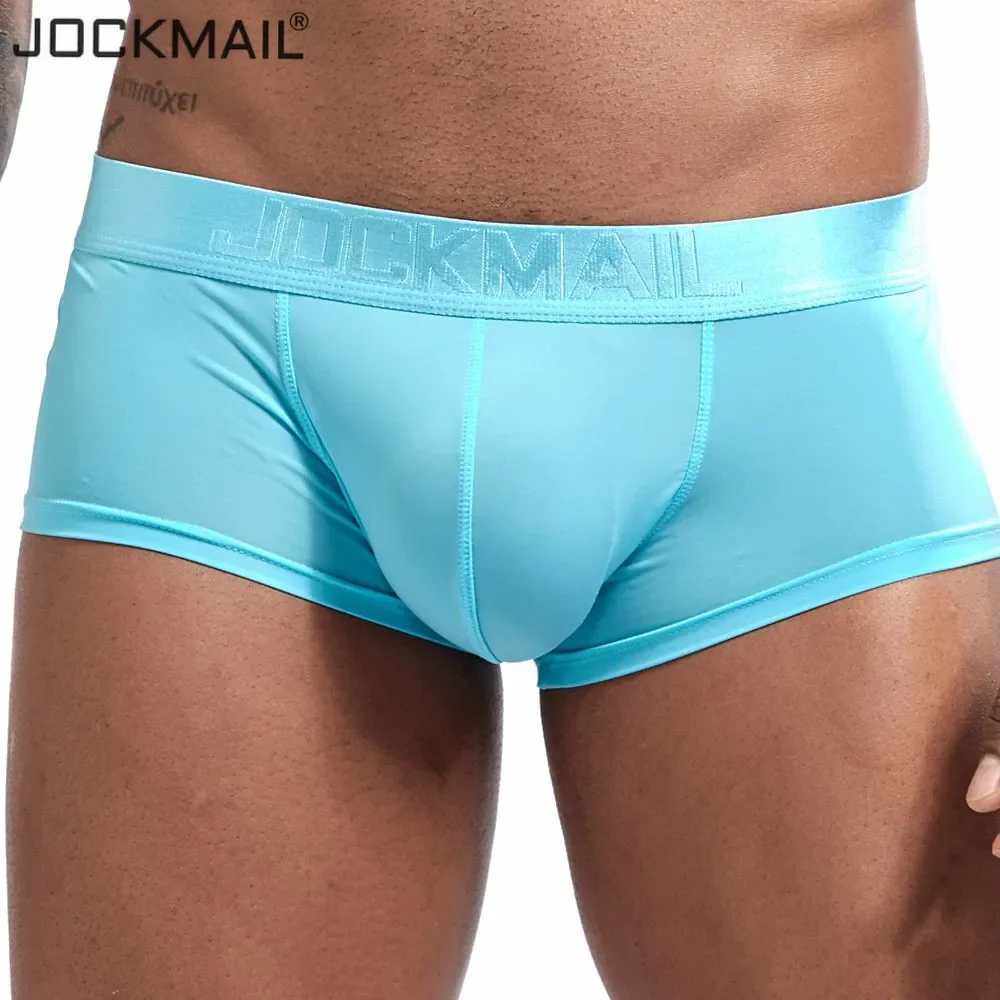 JOCKMAIL Ultra-dünne Eis Sexy Unterwäsche Männer Boxer Solide Konvexen Herren Unterhosen Kurze Höschen Slip Homme Cueca Homosexuell Männlichen boxer