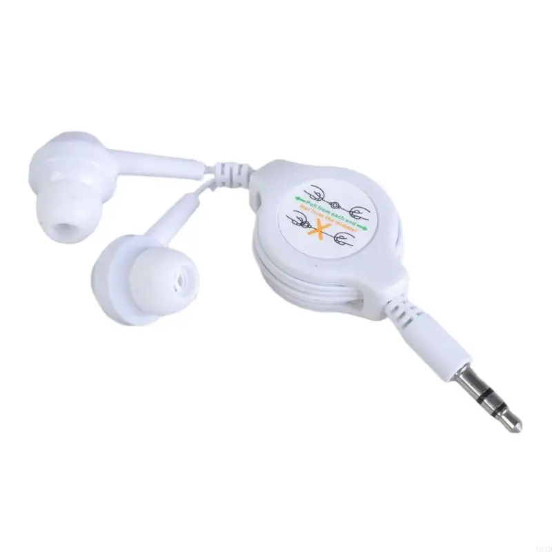 Y8AD 3.5mm Portable Retractable Cable In-Ear Earphone Extendable Wire Earphone