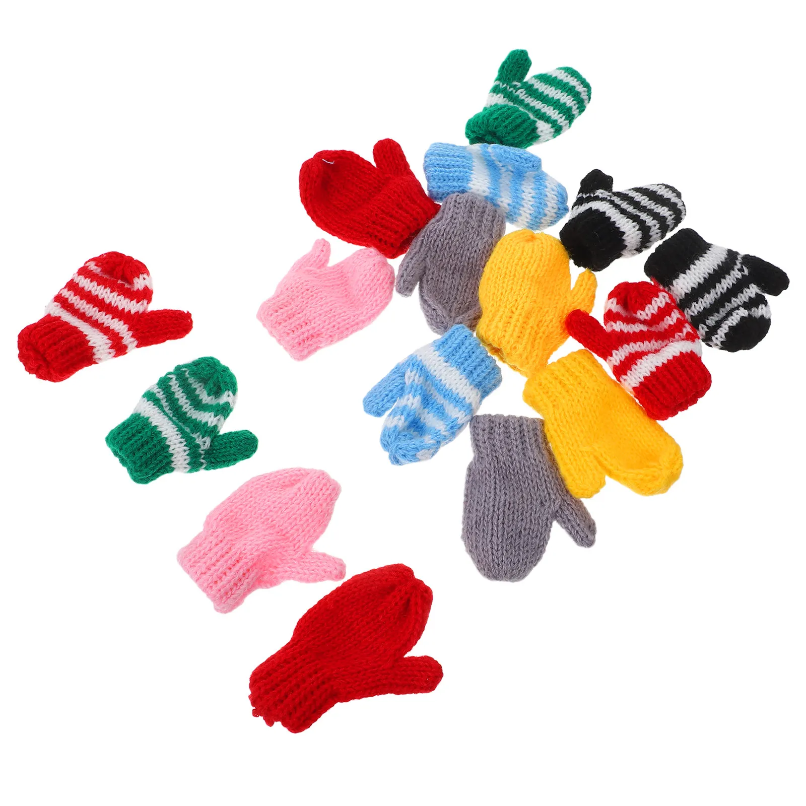 

8Pairs Miniature Knit Gloves Dollhouse Mini Accessories Decorative Mittens DIY Craft Supplies Kids Dress Up Winter Scene