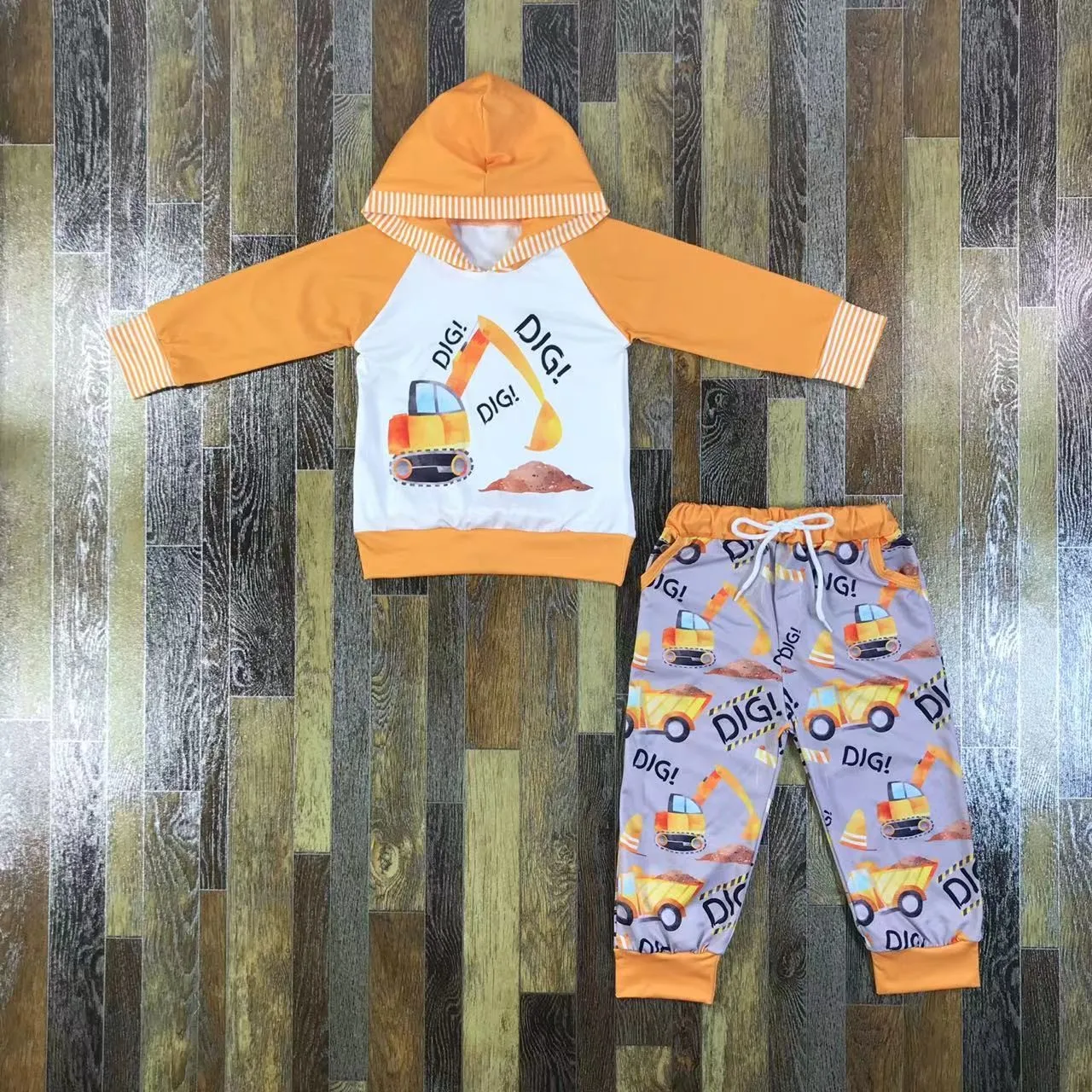 Yellow boy baby Printed Sweatshirt and Pants Set tops pants trousers childrens clothes cotton outdoor school long suit