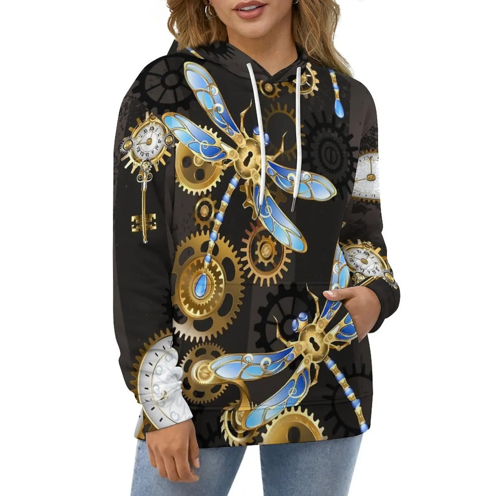 

Steampunk Dragonflies Hoodies Animal Street Fashion Oversize Pullover Hoodie Women Long Sleeve Pretty Casual Hooded Sweatshirts