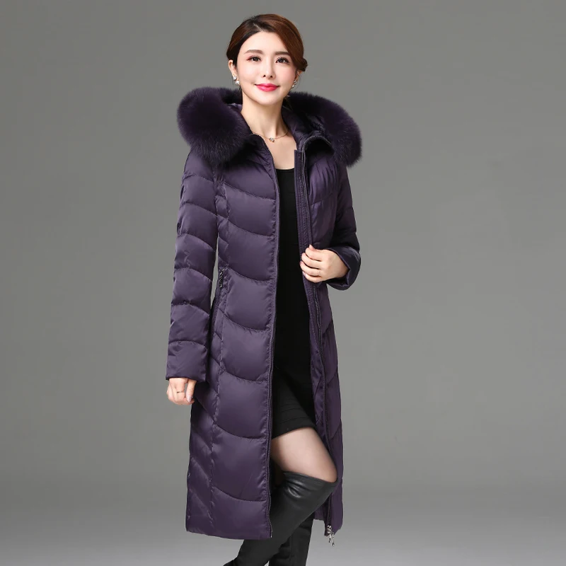 

Shengyu Boya Middle-Aged and Elderly Slim-Fitting Knee-Length Mother's Wear down Jacket Women's Jacket Large Fur Collar Thickeneded Outwear