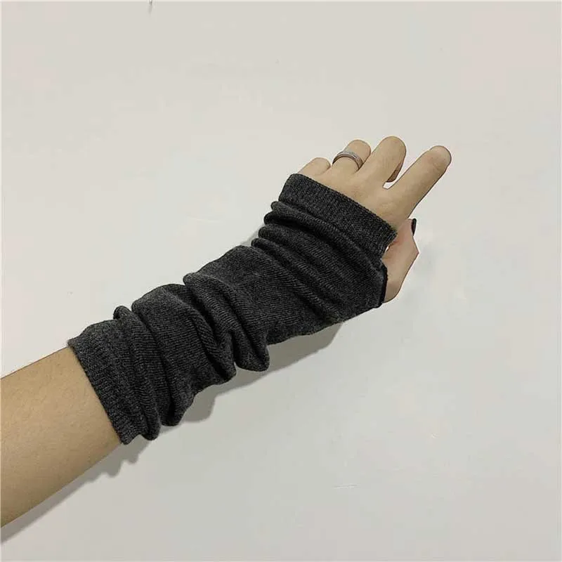 Striped Warmer Knitted Long Fingerless Gloves Elbow Mittens Fashion Women Emo Gloves for Cold Weather Daily Casual Outdoor Wear view 2
