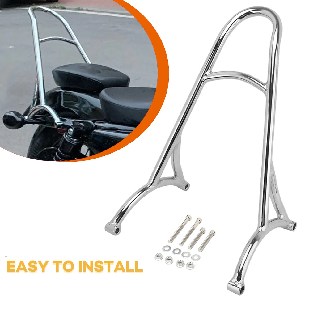 For Harley Sportster XL Iron Nightster 883 1200 2004-2023 Motorcycle CNC Short Rear Passenger Sissy Bar Backrest Chrome