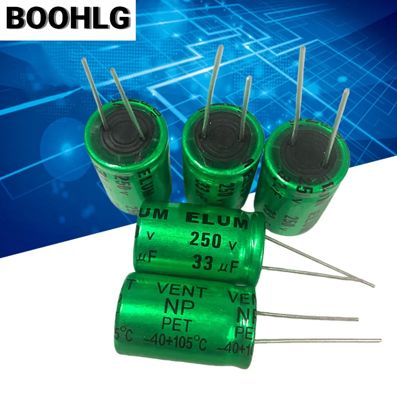 5PCS 33uf audio frequency crossover NP non-polar electrolytic capacitor 250v 33uf 16X26mm
