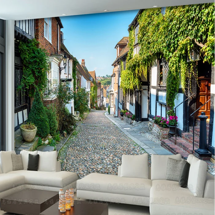 Custom 3D European town oil painting mural hotel living room sofa bedroom TV background wall wallpaper extend restaurant 8d