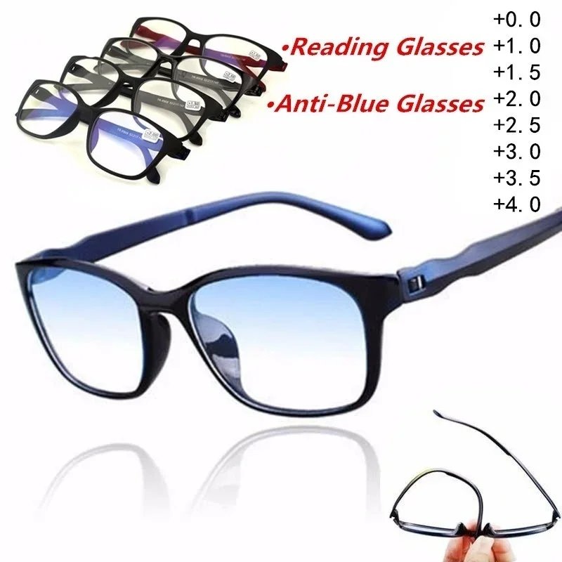 New Reading Glasses Men Anti Blue Presbyopic Eyeglasses Antifatigue Computer Eyewear +0.0 +1.0 +1.5 +2.0 +2.5 +3.0 +3.5 +4.0