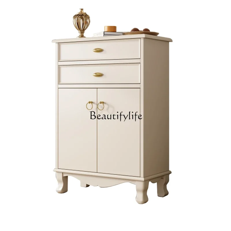 

ls 04Light luxury shoe cabinet, minimalist cream style, small apartment