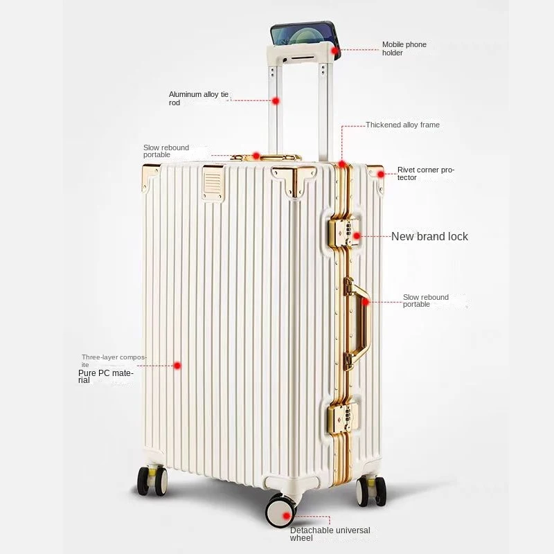 чемодан Women New 28'' Large Capacity Suitcase Removable Universal Wheel Student Trolley Case With Mobile Phone Holder Male