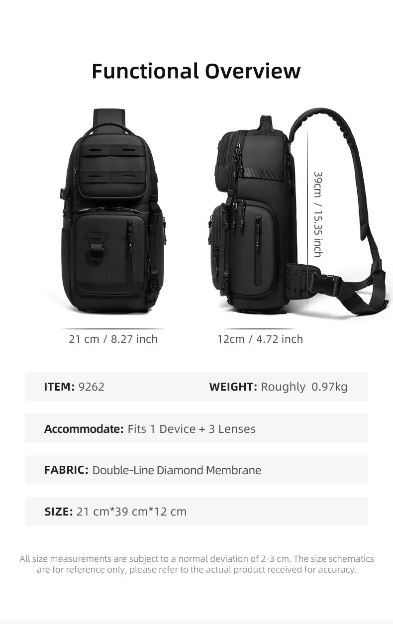 Tactical Compact Sling Camera Bag Crossbody One Shoulder Camera Backpack for Photographers Molle Pack with Tripod Holder