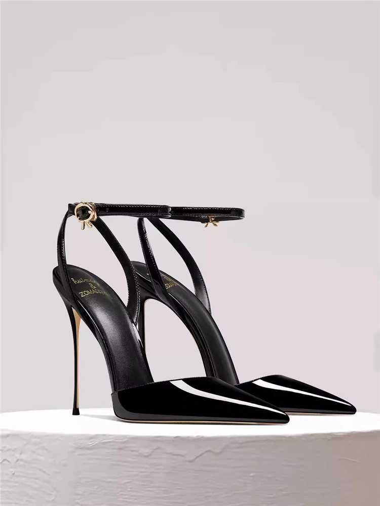 

Thin high-heeled sandals summer new pointed patent leather professional sandals banquet large size small size women's shoes