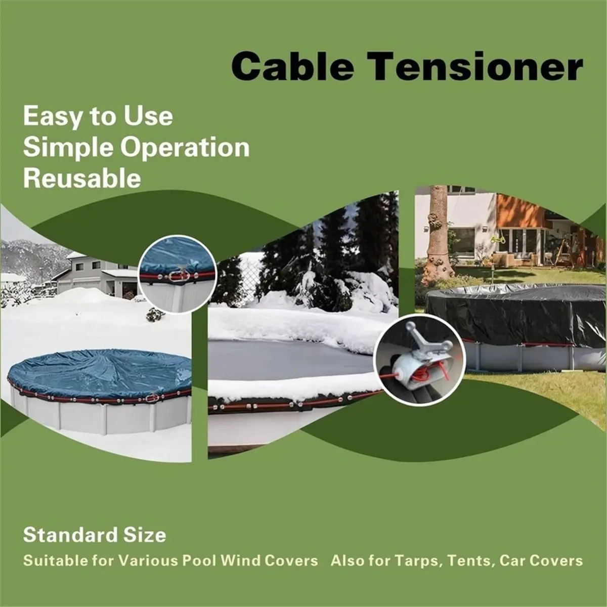 Clothesline Tightener, 4PCS Cable Tensioner for Swimming Pools Cover Cable Retractor ,for Above Ground Pools