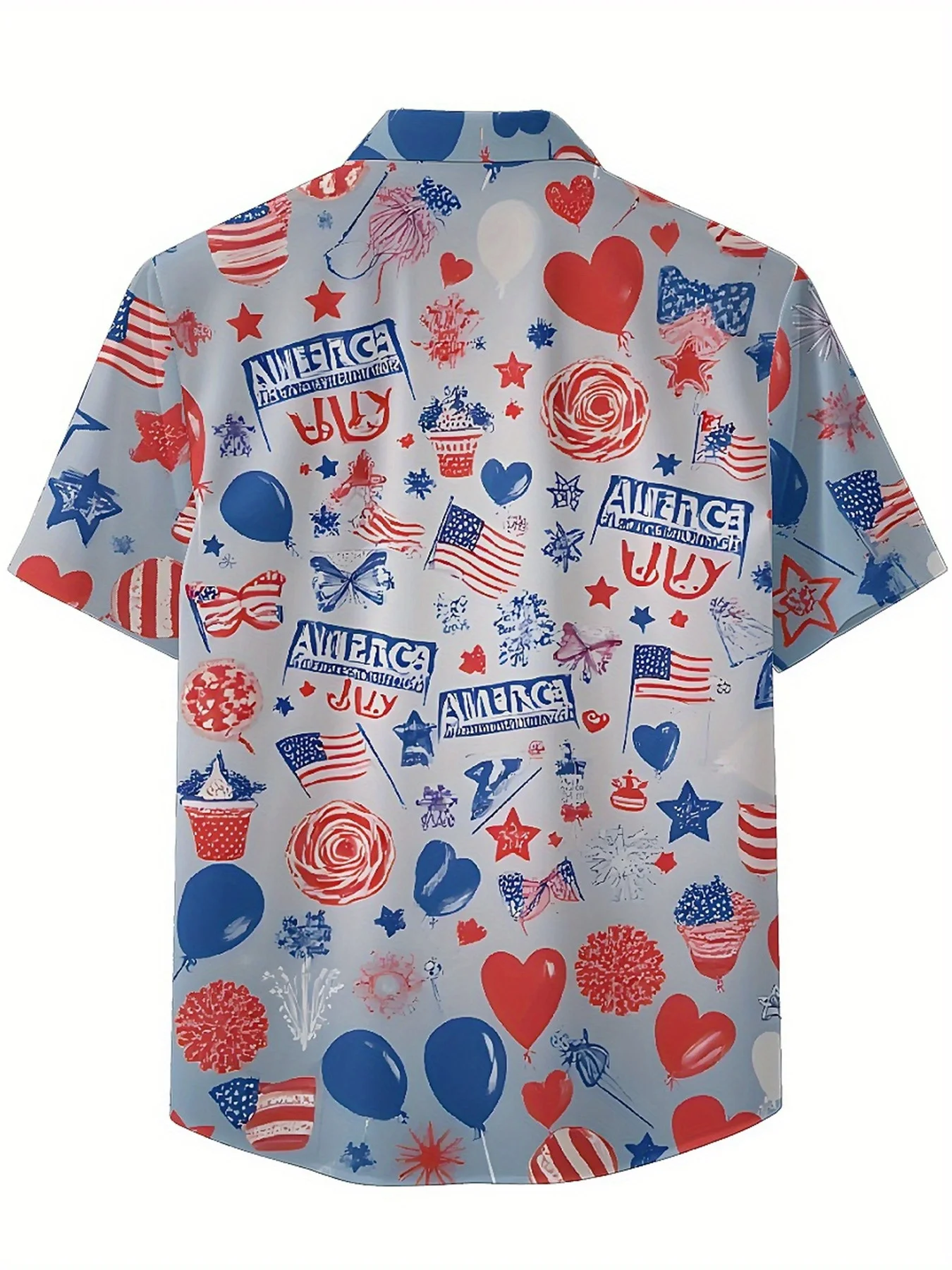 Men's Plus Size Hawaiian Shirts American Flag Theme Pattern, Button Up Shirts, Unisex Casual Clothing, Summer Tops