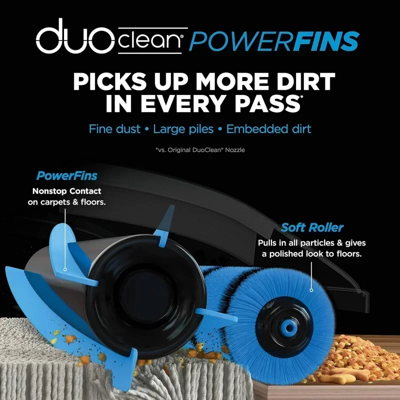 QWShark HZ2002 Vertex عصا سلكية خفيفة الوزن DuoClean PowerFins وفرشاة تنظيف ذاتية، مثالية للحيوانات الأليفة، يد قابلة للإزالة على شكل حرف V