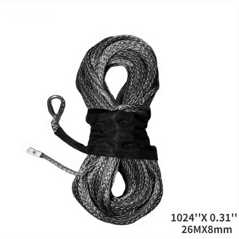 26mx7.5mm 13500lbs Car Outdoor Accessories Truck Boat Emergency Replacement Synthetic Winch Rope12 Strand String CableMoto  ATV