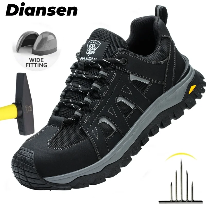 鋼つま先安全靴男性用作業安全靴軽量通気性快適なスニーカー男性ブーツ滑りにくい靴