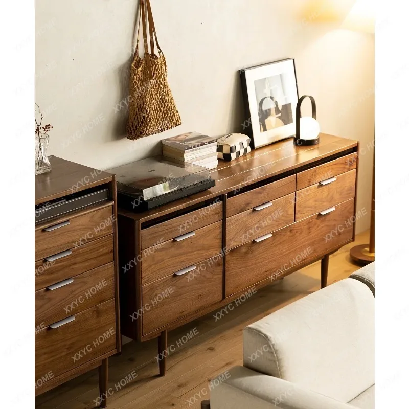 XX black walnut eight-bucket cabinet storage cabinet all solid wood living room locker modern simple bedside cabi
