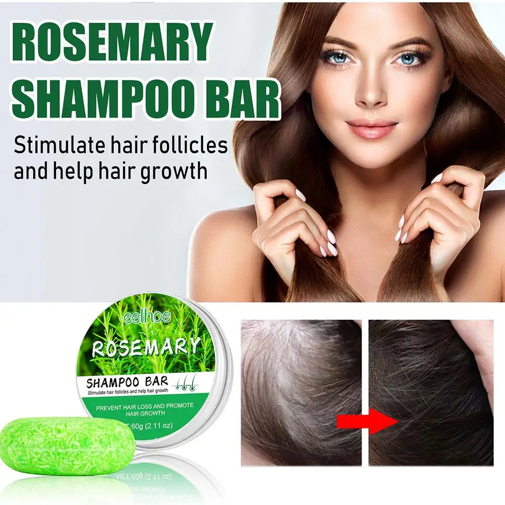 60g sampo penumbuh rambut Rosemary Bar pembersihan mendalam Rambut & kulit kepala sabun sampo Anti rambut rontok untuk perawatan rambut rusak kering Y5T9