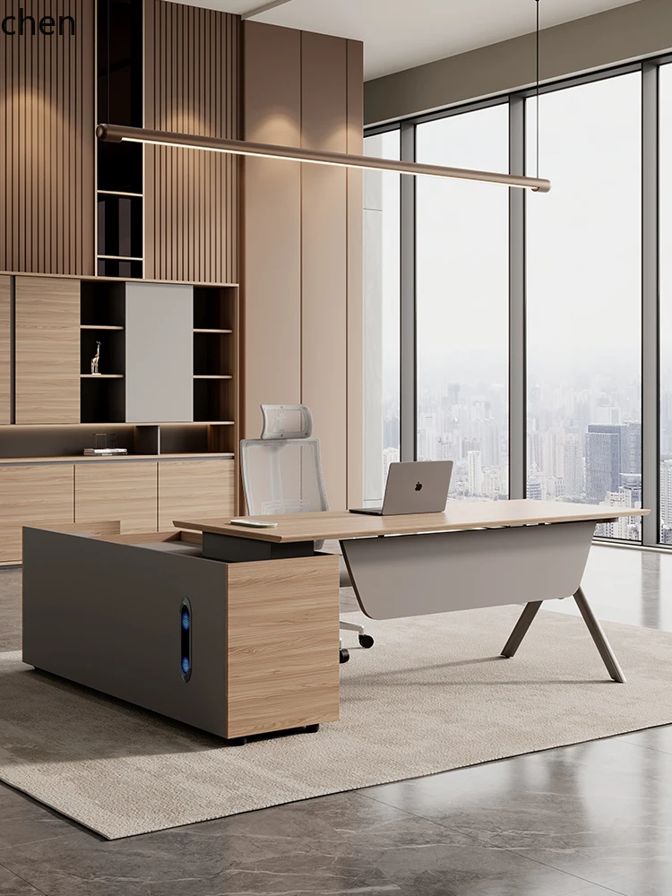 ZMLsupervisor desk simple modern manager office desk with side cabinet table and chair combination light luxury high sense