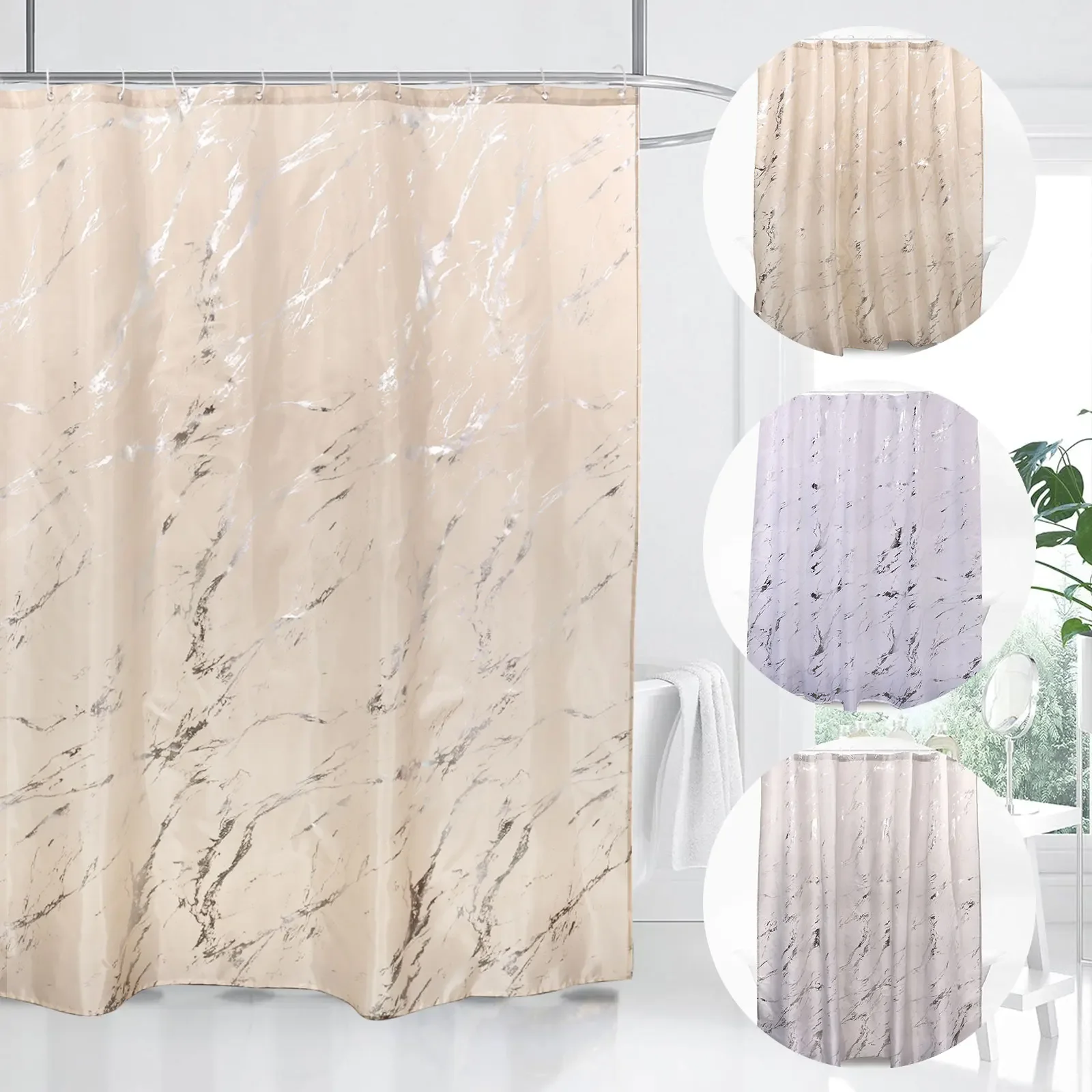 Shower Curtain Waterproof Quick-Drying Bathroom Curtain 71x71inch Marble Shower Curtain Decorative Polyester Shower Curtain NEW