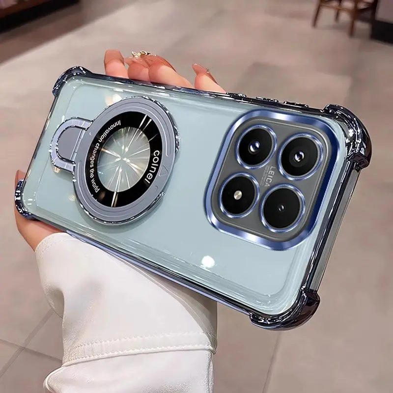 For Xiaomi 17T Pro/Xiaomi 17T Case Deluxe Electroplated Transparent Stand Back Cover For MI 17 T Pro Shockproof Bumper Funda