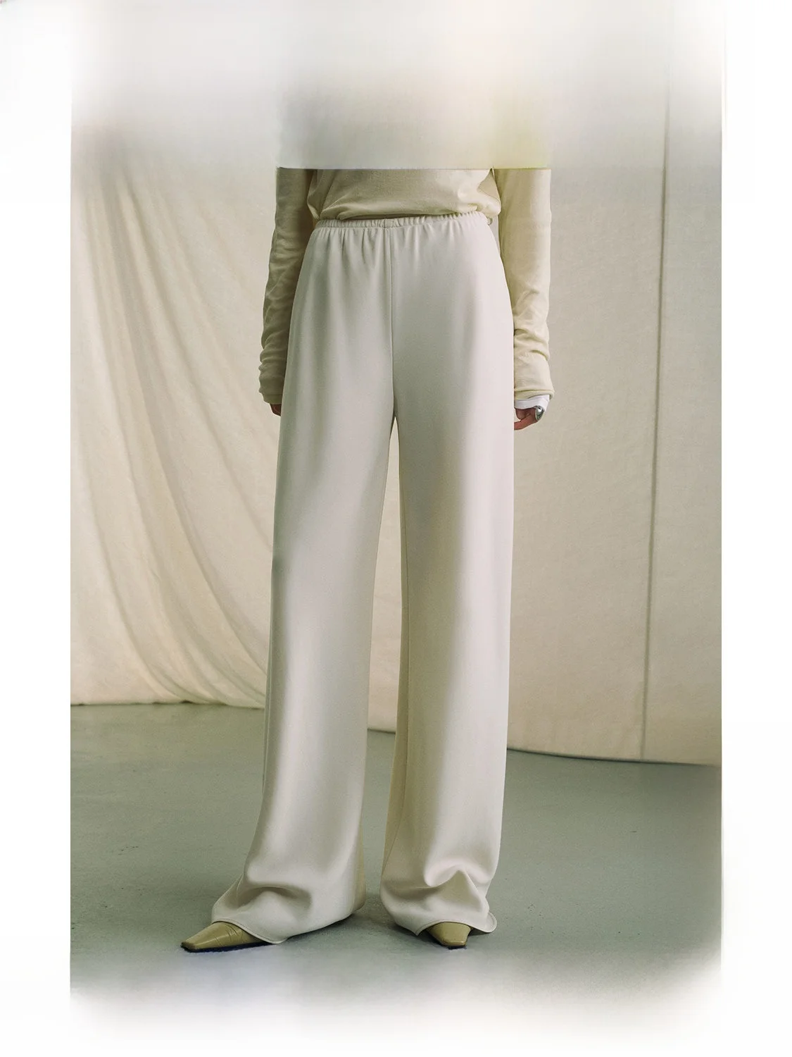 

ZhiZhi Stone State Slow Women's Casual Pants Elastic Waist Wide Leg Spring Summer Lightweight Polyester Blend Long Trousers