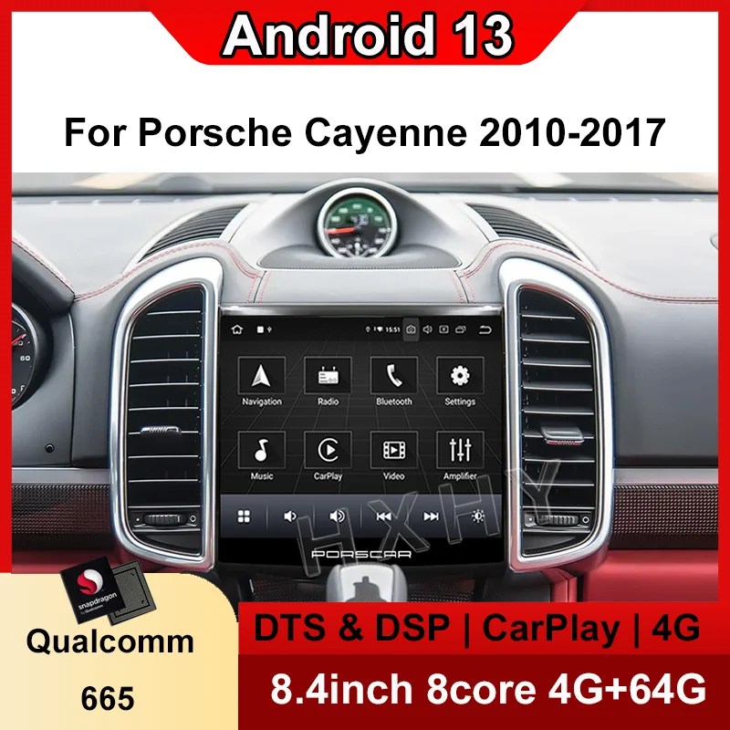 8.4inch Qualcomm Android 13 8Core 8+128G For Porsche Cayenne 2010-2017 Car Radio BT GPS Car Multimedia Stereo DSP 360 Navigation