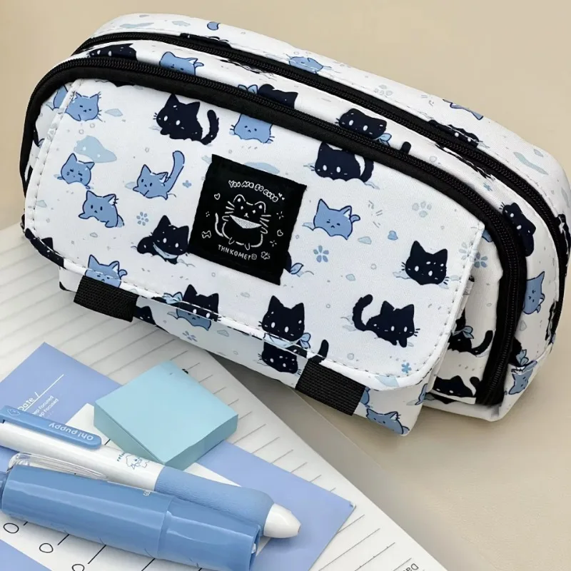 Cute Snow Kitten Pencil Case High Value Stationery Box Multifunctional Storage Primary School Students Junior High School Girls